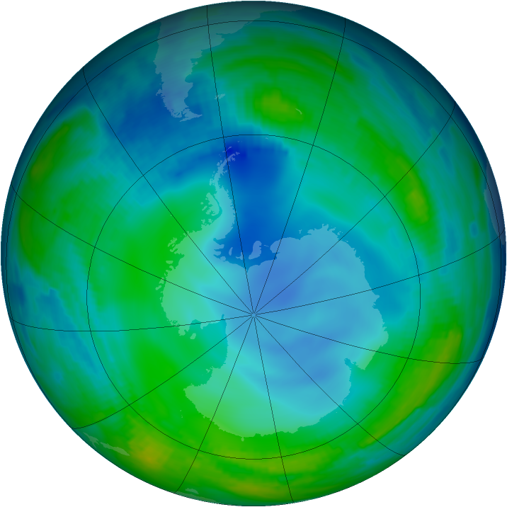 Antarctic ozone map for 18 July 1997